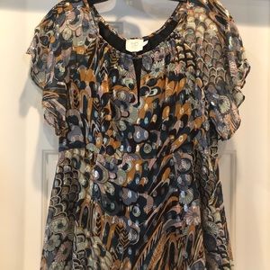 Metallic Silk Prisma Peacock blouse Anthropologie